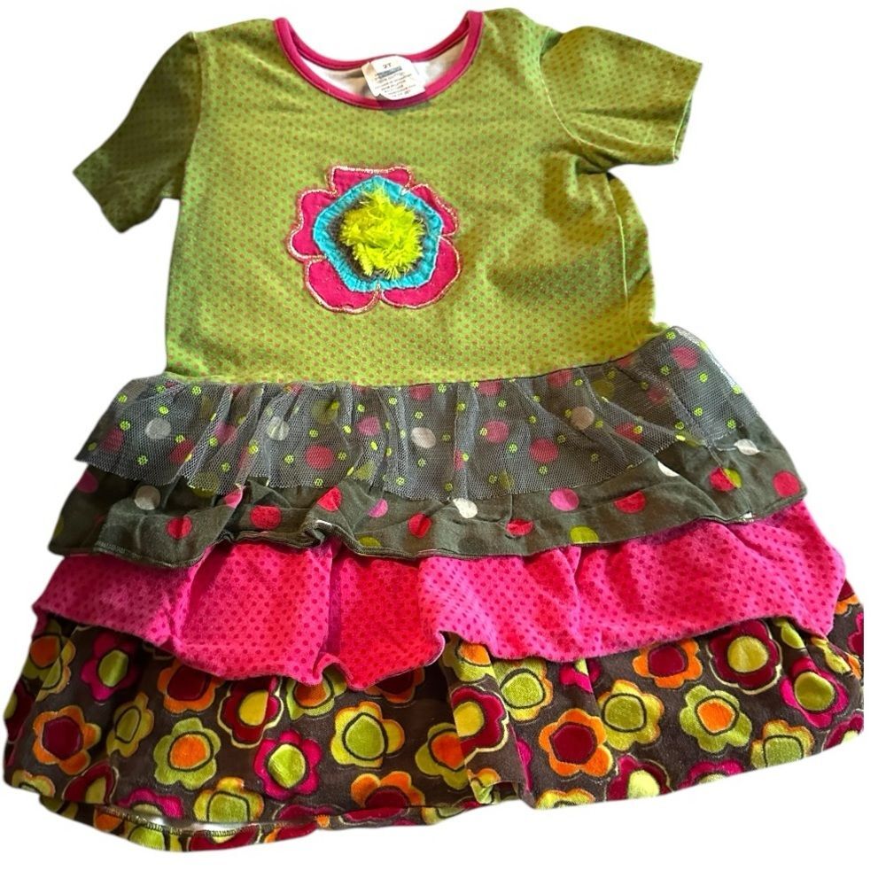 Roki And Zoi green and pink dress size 2T. Different layers.